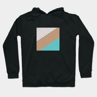 Geometric Lines | Abstract Art Design | Diagonal | White, Brown and Blue / Turquoise Hoodie